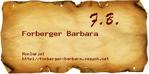 Forberger Barbara névjegykártya